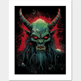 Vintage Krampus Christmas Holiday Horror Graphic Posters and Art